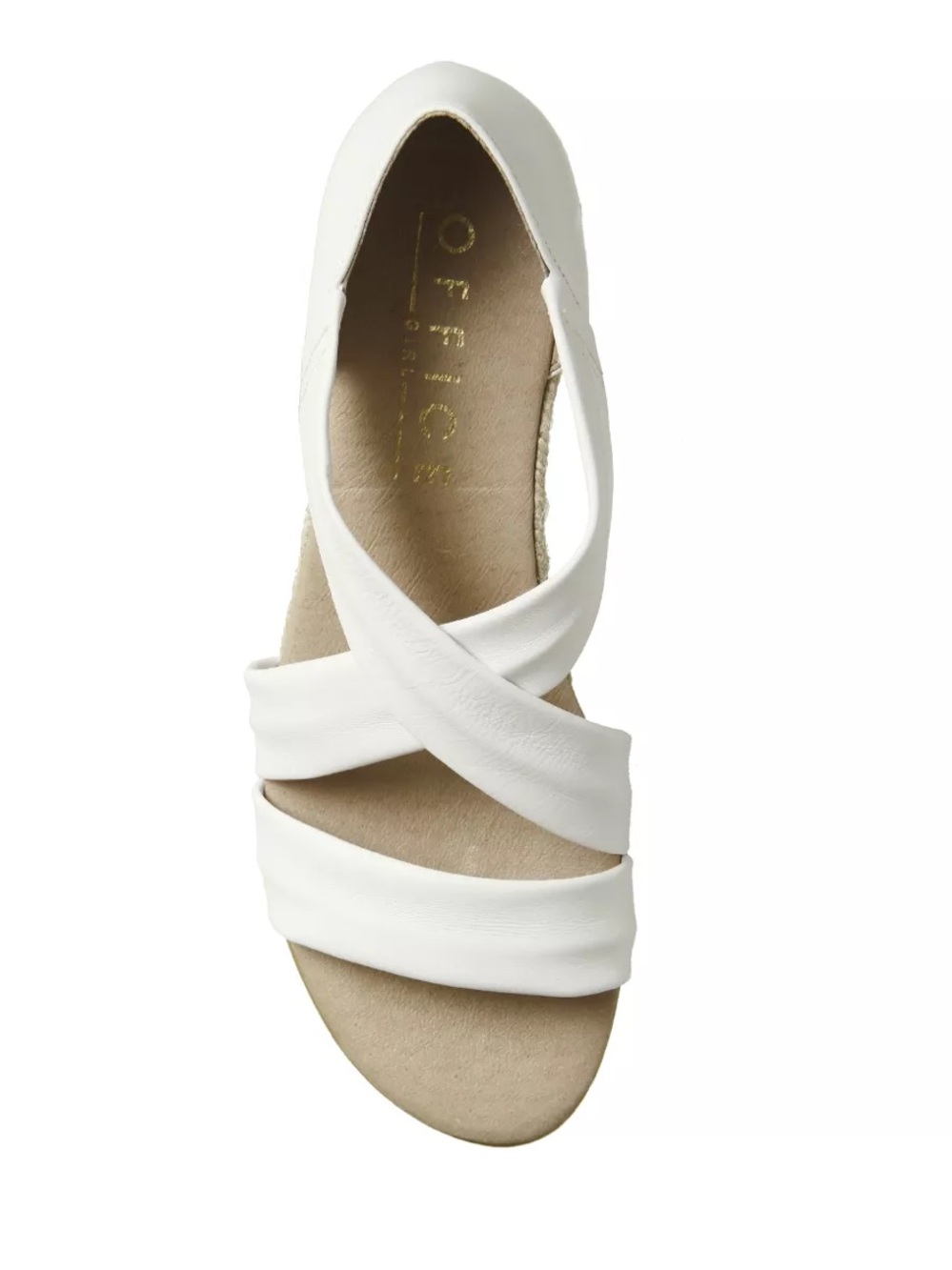 Hallie Cross Strap Espadrilles Cream Leather Sandals